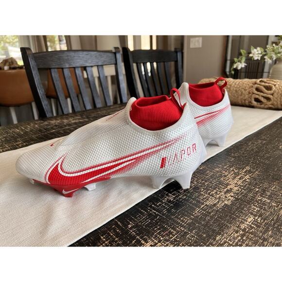 Nike Vapor Football Cleats Men’s 10.5 White Red AO8277 Speed Molded Cleats - Picture 2 of 7